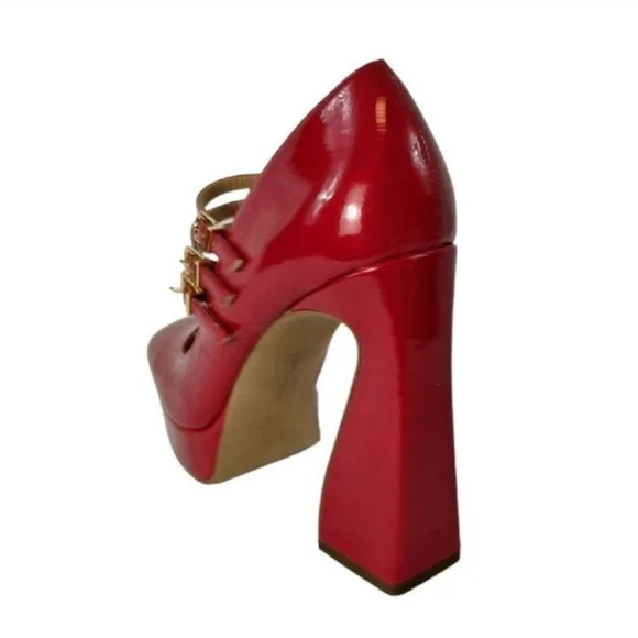 Brand New Jessica Simpson Red Patent Platform Mary Jane Heels Shoes 8 - Picture 9 of 13